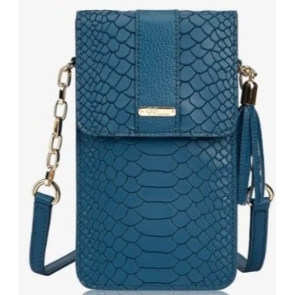 GiGi New York Handbags - The Embossed Python Smart Phone Crossbody - Gigi New York - Denim - Penny- NWOT